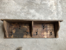 Groot Stoer landelijk oud houten truckwood Railway kapstok wandconsole 120 cm wandkapstok wandrek schap rek wandconsole regaal landelijk stoer hout