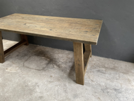 Stoere massief eiken houten tafel 220 X 100 X H78cm eettafel boerentafel stoer landelijk industrieel