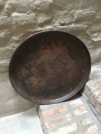 Oud rond metalen zinken zink  dienblad metaal schaal landelijk vintage urban industrieel vintage