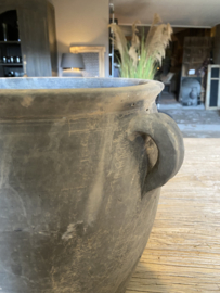 Oude stenen Grijze pot 30cm hoog grijs potje nr1 kruik vaas bloempot