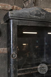Oud vitrine kastje medicijnenkastje kast 60 x 30 x 10 cm zwart black vintage Oosters vitrinekastje stoer landelijk Brocant industrieel