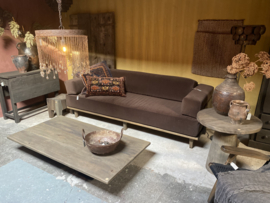 Vergrijsd houten salontafel tafel Hoffz lounge met metalen poot landelijk vintage retro industrieel stoer strak industrieel sober