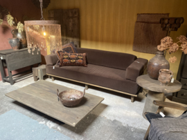 Vergrijsd houten salontafel tafel Hoffz  lounge met metalen poot landelijk vintage retro industrieel stoer strak industrieel sober