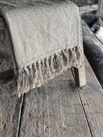 Prachtige stevige plaid jute-beige 100 % gerecycled katoen cotton kleur 150 x 125 cm landelijk stoer diver shabby