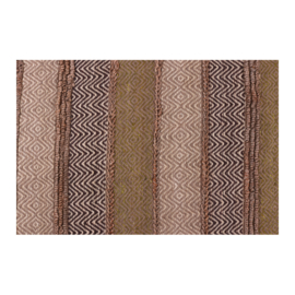 Grof jute kleed vloerkleed 240 x 170 cm gestreept bruin groen beige wandkleed  carpet tapijt landelijk stoer vintage boho rug