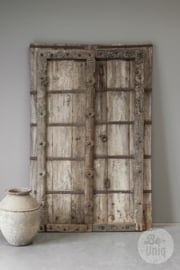 Prachtige grote oude vergrijsd houten poort deur wandpaneel wanddecoratie landelijk 170 x 96 cm
