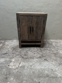 Vergrijsd truckwood railway houten 2 deurs kastje kast 80 x 60 x 40 cm badkamermeubel landelijk stoer industrieel SEP