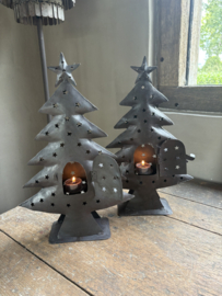 Leuke bruin metalen kerstboom kerstboompjes theelicht kandelaar kerst landelijk vintage H40 x B28 cm