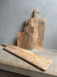 Set van 4 Stoere lange smalle landelijke oude houten hapjesplank stokbroodplank broodplank snijplank landelijk stoer robuust oud hout kaasplank
