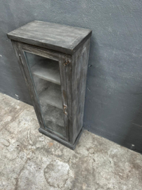 Set van 2 vergrijsd grijs zwart houten Vitrinekastjes keukenkastjes vitrine glaskast keukenkastjes landelijk stoer
