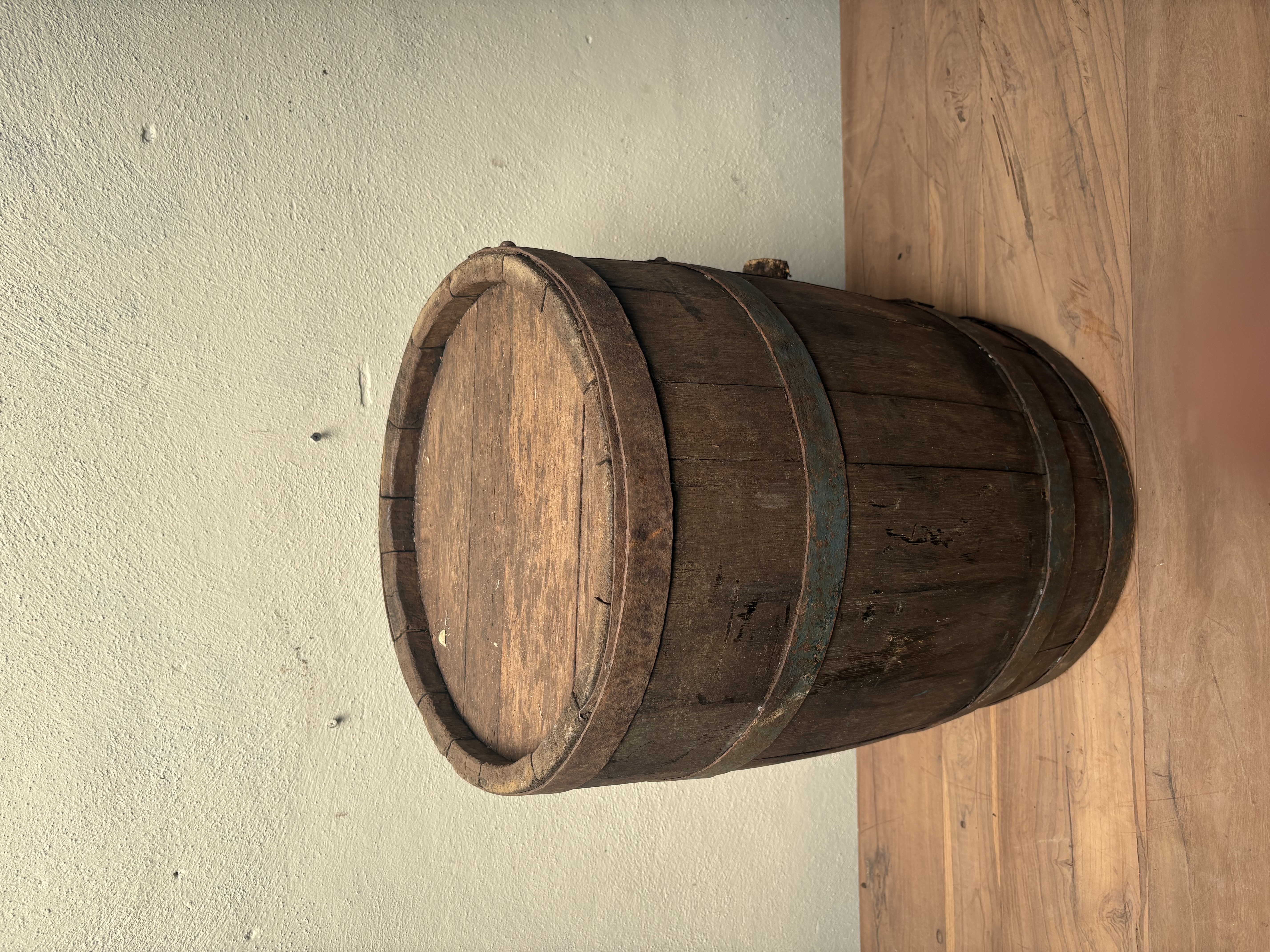 Oud houten wijnvat vat ton bijzettafel nr 20