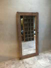 Grote vergrijsd houten spiegel bassano passpiegel 177 x 84 cm landelijk stoer industrieel