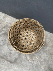 Set van 3 manden korf mand boho landelijk stoer sober Ibiza wasmand Lampekap tijdschriftbak