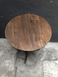 Rond houten wijntafel wijntafeltje bijzettafel bijzettafeltje landelijk 50 cm
