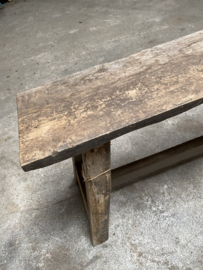 Oud vergrijsd houten Bankje 80 cm bank houten Sidetable landelijk stoer