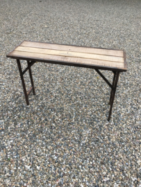 Stoere landelijke houten metalen Sidetable 150 cm buro werkbank tuintafel klaptafel markttafel industrieel landelijk klaptafel