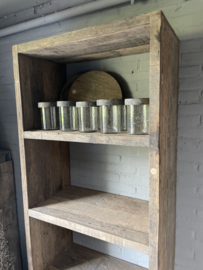 Stoere vergrijsd houten kast Railway truckwood boekenkast SEP legkast linnenkast badkamerkast keukenkast servies rek schap vakkenkast Roomdivider 200 x 80 x 40 cm SEP