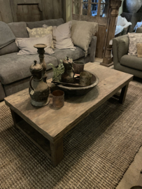 Vergrijsd houten salontafel landelijk strak 140 x 70 x H40 cm SEP