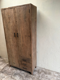 Grote oud truckwood railway houten kast 2 deurs lades ladekast landelijk stoer industrieel keuken SEP 210 x 100 x 40 cm