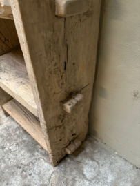 Grote stoere oud houten kast schap 219 x 98 x 38 cm rek stoer robuust boekenkast keukenkast landelijk industrieel