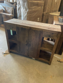 Truckwood railway houten kast wandmeubel badkamermeubel wastafel landelijk stoer L120 x D41 x H90 cm