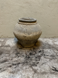 oude grijs stenen kruik pot grijze mega landelijk olijfpot olijfkruik waterkruik 46 cm hoog 47 cm doorsnede nr 52