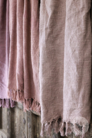 Grote linnen katoen plaid deken champagne pink roze rose 150 x 125 cm
