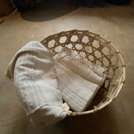 Azul stoffen linnen doek plaid  met strepen badlaken strandlaken stranddeken hammam joga handdoek badhanddoek hamman beige