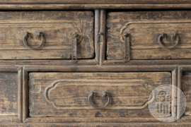 Stoere oude landelijke ladekast vergrijsd doorleefd houten Sidetable wandtafel 116 cm