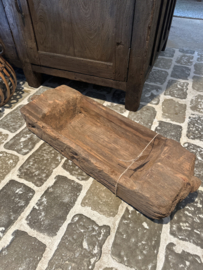 Oude grote houten trog bak 78 x 24 x 12 cm schaal landelijk stoer plank hout dienblad