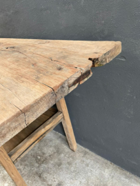 Stoere oude houten Sidetable wandtafel met onderplank landelijk
