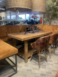 Stoere hoge houten tafel bar werktafel eettafel stamtafel keukentafel bar bartafel countertafel landelijk vintage met onderblad 200 x 100 cm