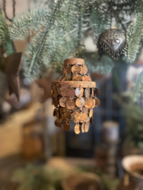 Leuke metalen theelichthanger theelichtje kerstbal kersthanger lantaarn lantaarntje schijfjes lampje kroonluchter schijfjes landelijk stoer