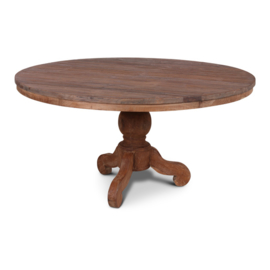 Grote oud houten tafel eettafel eetkamertafel rond 130 cm ronde tafel rondetafel bijzettafel wijntafel wijntafeltje landelijk stoer floris