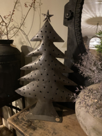 Metalen kerstboom kandelaar theelicht landelijk stoer vintage groot grijs