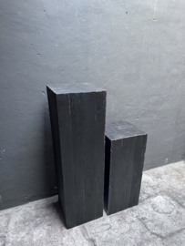 Zwart Houten zuil, oud hout 35x35x120