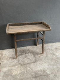 Prachtige oude doorleefd vergrijsd houten haltafel haktafel werktafel werkblad sidetable euro bureau stoer landelijk vintage