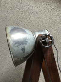 Vintage industriële lamp tafellamp Burolamp bureaulamp small landelijk industrieel hout metaal zink zinken