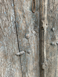 Originele oude vergrijsd houten dubbele deur poort wandpaneel decoratie paneel landelijk industrieel stoer deurkozijn antiek