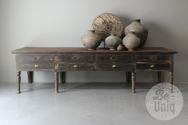 Prachtige vergrijsd antieke claypot Nepal kruik stenen vaas pot landelijk stoer sober vintage 73 x 51 cm