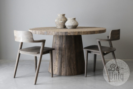 Vergrijsd truckwood railway houten ronde eettafel tafel 140 cm SEP landelijk stoer industrieel