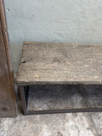 Prachtige vergrijsd houten tafel salontafel sidetable sideboard tv meubel televisie kast met metalen onderstel 164 x 40 x H39 cm sidetsble tv meubel landelijk stoer sober