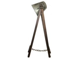 Houten met metalen vloerlamp industrieel landelijk vintage hout lamp staande lamp zink grijs metaal met hout