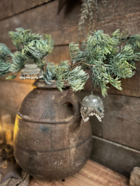 Prachtige metalen kerstbal kersthanger Loulou vierkant landelijk kerstboomhanger