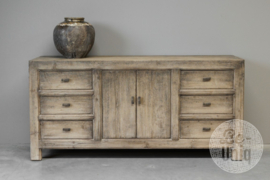 Prachtig oud vergrijsd houten dressoir sidetable sideboard 180 cm kast landelijk stoer ladekast televisie