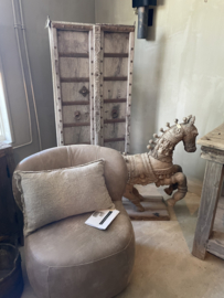 Prachtig uniek groot antiek oud vergrijsd houten beeld paard horse pferd 98 x 90 cm  horse landelijk