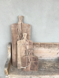 Stoere landelijke broodplank kaasplank snijplank met grof jute koord touw 70 cm