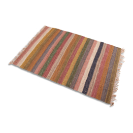 jute kleed vloerkleed 240 x 170 cm gestreept kleur multi color colour wandkleed carpet tapijt landelijk stoer vintage boho rug