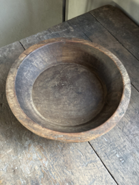 Grote oude doorleefd houten bak D40 x H10cm schaal landelijk stoer