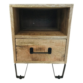 Mangohouten nachtkastje nachtkastjes met metaal 60 x 40 x 40 cm industrieel landelijk